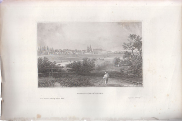 Donau-Eschingen - Donaueschingen (18x28 cm lapm�ret� eredeti ac�lmetszet) - v�ros, N�metorsz�g, Eur�pa