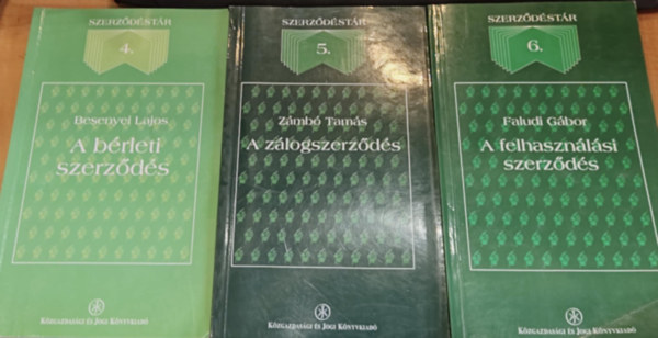 Zámbó Tamás, Faludi Gábor Besenyei Lajos - 3 db Szerződéstár 4-6.: 4.: A bérleti szerződés + 5.: A zálogszerződés + 6.: A felhasználási szerződés