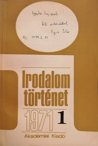 Nagy P�ter  (f�szerk.) - Irodalomt�rt�net 1971. LIII. �vf. 1. sz�m - �j folyam III. 1. sz�m
