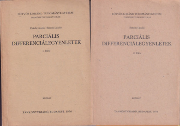 Simon Lszl  Czch (szerk.) - Parcilis differencilegyenletek 1. flv + Parcilis differencilegyenletek 2. flv  ( 2 ktet )