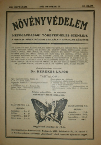 Dr. Kerekes Lajos  (szerk.) - Nvnyvdelem VIII. vfolyam 10. szm