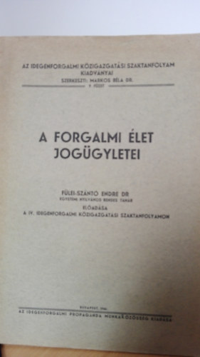 Dr. Flei-Sznt Endre - A forgalmi let joggyletei