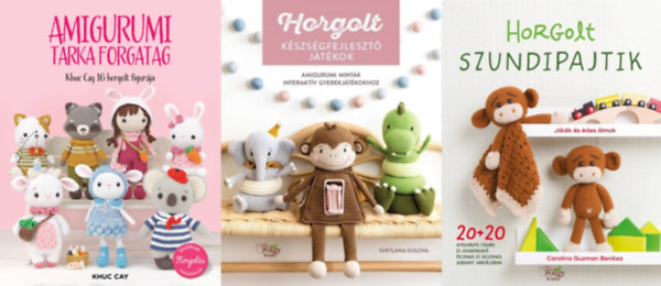 Khuc Cay, Svetlana Golova, Carolina Guzman Benitez - 3 db kzimunkaknyv: Amigurumi tarka forgatag - Khuc Cay 16 horgolt figurja + Horgolt szundipajtik - 20+20 amigurumi figura s szundikend