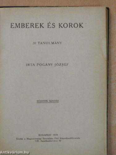 Pogány József - Emberek és korok (20 tanulmány)