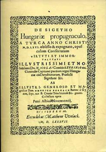 De Sigetho Hungariae propugnaculo (Zrnyi-album) (fakszimile)