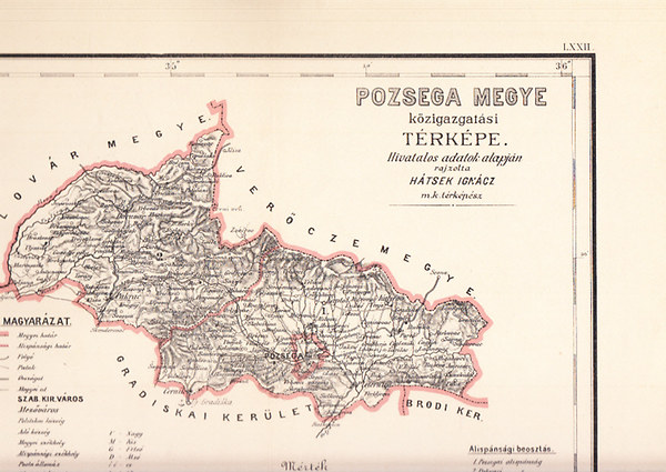 Hátsek Ignácz - Pozsega megye közigazgatási térképe
