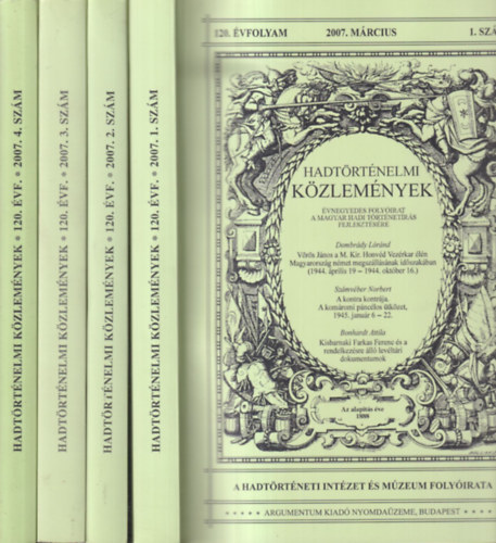 Hadtrtnelmi kzlemnyek 2007/1-4. (teljes vfolyam, 4 db. lapszm)