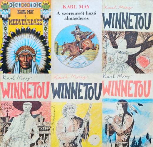 Karl May - 3 db Karl May regny: Winnetou 1-4. (Old Shatterhand - Old Death - Old Firehand - Winnetou) + A Medvevadsz + A szerencst hoz almsderes ( 3 m 6 ktetben)