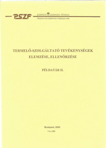 Termel-szolgltat tevkenysgek elemzse, ellenrzse - Pldatr II.