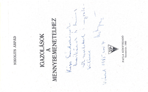 Nikolits �rp�d - Igazol�sok a mennybemenetelhez