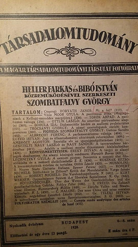 Heller-Bibó-Szombatfalvy - Társadalomtudomány VIII.évf 1928