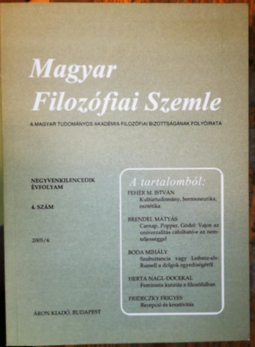 Magyar Filozófiai Szemle 2005/4