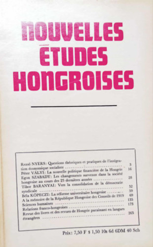 Fodor István - Nouvelles études hongroises