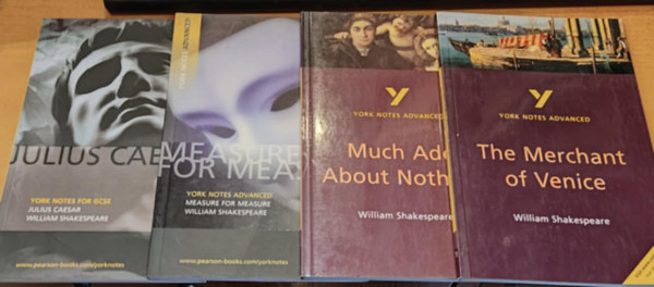 William Shakespeare - 4 db Shakespeare, York Notes: Julius Caesar + Measure for Measure + Much Ado About Nothing + The Merchant of Venice