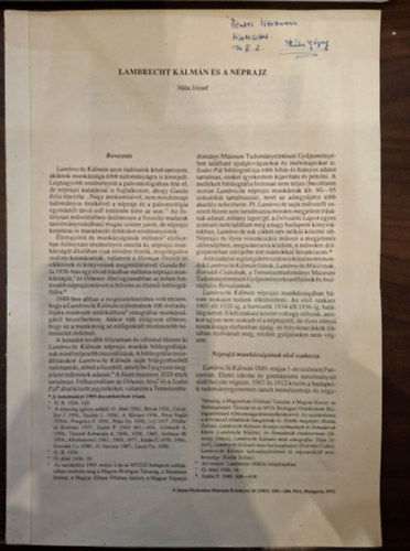 H�la J�zsef - Lambrecht K�lm�n �s a n�prajz (k�l�nlenyomat)
