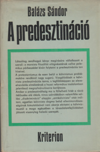 Bal�zs S�ndor - A predesztin�ci�