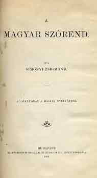 Simonyi Zsigmond - A magyar szrend
