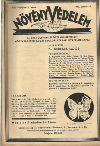 Dr. Kerekes Lajos - Kertészet XVI. évfolyam 1-12. szám - 1940. teljes évfolyam