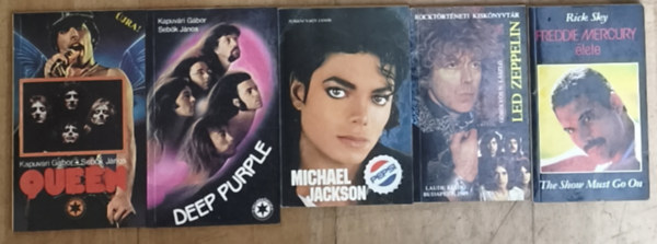 Rick Sky, Göbölyös N. László, Juhani Nagy János, Kapuvári Gábor-Sebők János - 5db regény a rocktörténet nagyjairól - Deep Purple, Queen, Michael Jackson, Led Zeppelin, Freddie Mercury élete