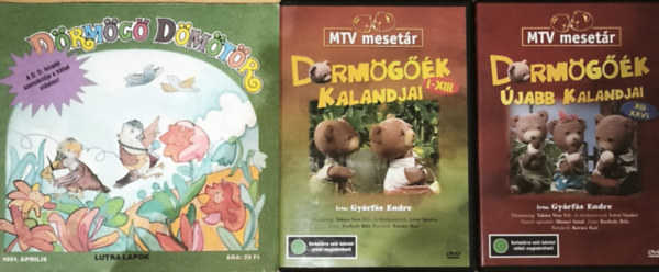 Dörmögő Dömötör-Lutra lapok-1991. április + 2db Dörmögő Dömötör DVD-Dörmögőék kalandjai I-XIII., Dörmögőék kalandjai XIII-XXVI.-MTV mesetár