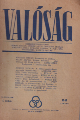 Gyenes Antal, Kardos Lszl Szab Zoltn - Valsg 1947 janur III. vf. 1. szm
