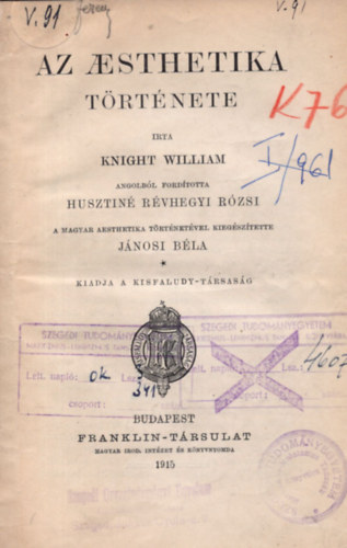 William Knight - Az aesthetika trtnete