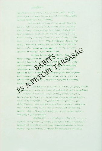 T�gl�s J�nos  (Szerk.) - Babits �s a Pet�fi t�rsas�g