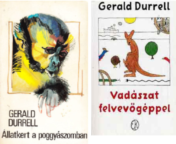 Gerald Durrell - 2db Gerald Durrell k�nyv - Vad�szat felvev�g�ppel, �llatkert a poggy�szomban