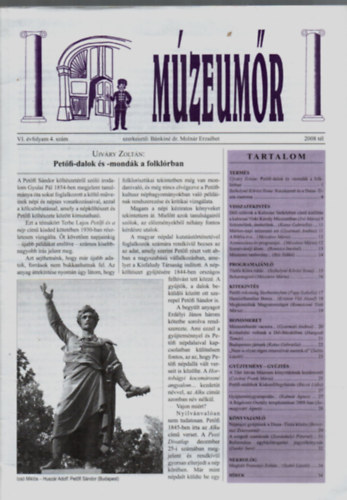 B�nkin� Moln�r Erzs�bet - M�zeum�r VI. �vfolyam 4. sz�m. - (2008 t�l)