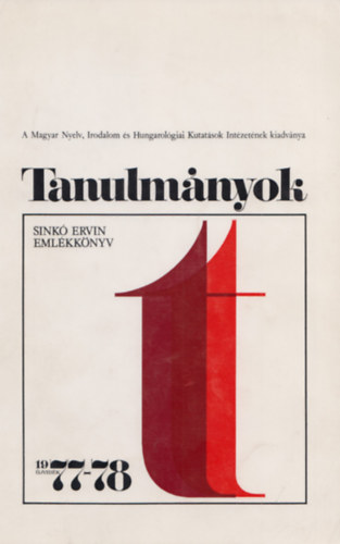 Bori Imre  (szerk.) - Tanulm�nyok - Sink� Ervin eml�kk�nyv 1977-78