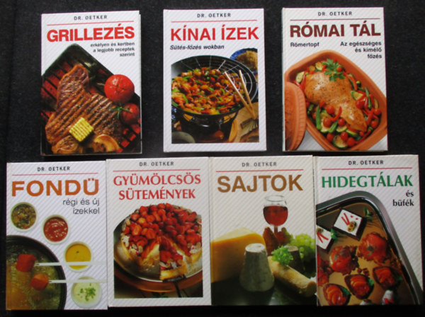 7 db Dr. Oetker k�tet (K�nai �zek, R�mai t�l, Grillez�s, Sajtok, Hidegt�lak, Gy�m�lcs�s s�tem�nyek, Fond�)