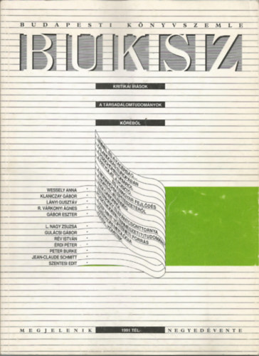 BUKSZ (Kritikai �r�sok a t�rsadalomtudom�nyok k�r�b�l) 1991 t�l