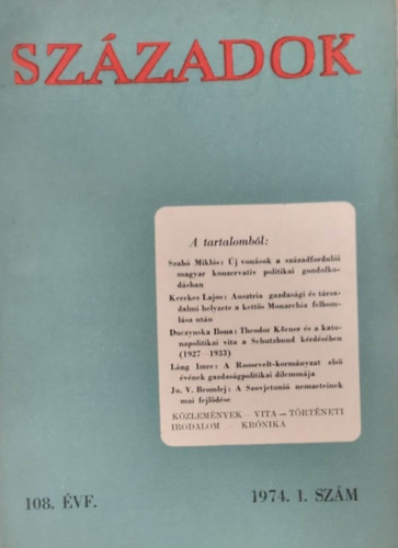 Sz�zadok 108. �vf. (1974. 1. sz�m)
