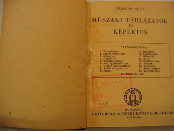 Nmeth Bla - Mszaki tblzatok s kpletek