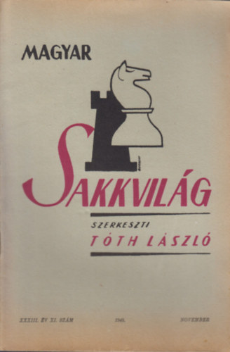 T�th L�szl�  (szerk.) - Magyar Sakkvil�g XXXIII. �v XI. sz�m - 1948 November