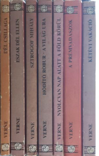 Jules Verne - Verne könyvcsomag (7 darab) Észak Dél ellen, Sztrogof Mihály, Hódító Robur a világ ura, Nyolcvan nap alatt a Föld körül, A prémvadászok, Kétévi vakácíó, Dél csillaga