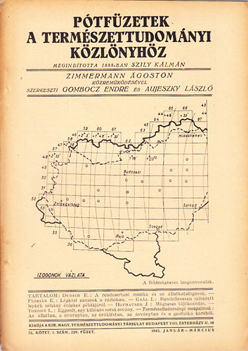 Gombocz Endre  (szerk.) - Ptfzetek a Termszettudomnyi Kzlnyhz 1943/1-4. szm (4 db. lapszm)