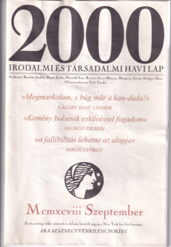 Bojtár Endre - 2000 Irodalmi és Társadalmi Havi Lap - 1998. Szeptember