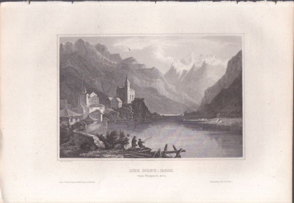 Der Mont-Rosa von Vispach aus. (Monte Rosa hegy, Vispach fell, Svjc, Eurpa) (16x23,5 cm mret eredeti aclmetszet, 1856-bl)