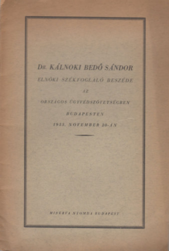 Dr. Klnoki Bed Sndor - Szkfoglal beszd