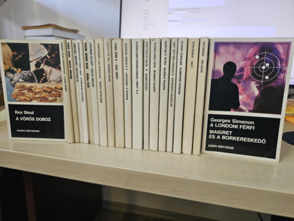 Agatha Christie, Raymond Chandler, Patricia Highsmith, Lem Stanislaw, Viktor Fink, Georges Simenon, Rex Stout, Brett Simon, Rouland-Olivier, Ed Mazzaro, Gregory McDonald, Joyce Porter, An P. D. James - 20db Eurpa krimi, KNYVMENT AJNLAT: Szrnysgek szp szigete+ Rejtly az antillkon+ Nylt krtykkal+ Hall a Nluson+ A gyngy bajjal jr+ Ktarc janur+ Kiberida+ Idegenlgi+ A londoni frfi/ Maigret s a borkereske