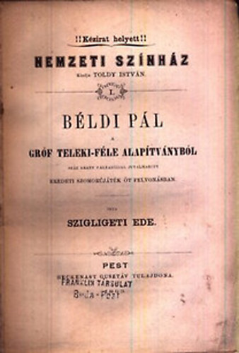 Szigligeti Ede - B�ldi P�l (I. kiad�s)