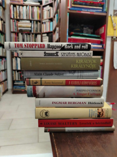 Stefanie Zweig, Tom Stoppard, John Steinbeck, Maria Dahvana Headley, Alain Claude Sulzer, Asne Seierstad, Joseph O'Connor, Louise Walters, Richard Yates Ingmar Bergman - KÖNYVMENTŐ AJÁNLAT 10db. Világirodalom. Hapgood Rovk and roll+ Szeszélyes autóbusz+ Királyok királynője+ Rosszkor születni+ A kabuli könyvárus+ A tenger csillaga+ Hűtlenek+ Az álmok mégis Afrikában maradtak+ Levelek a bőröndömből+