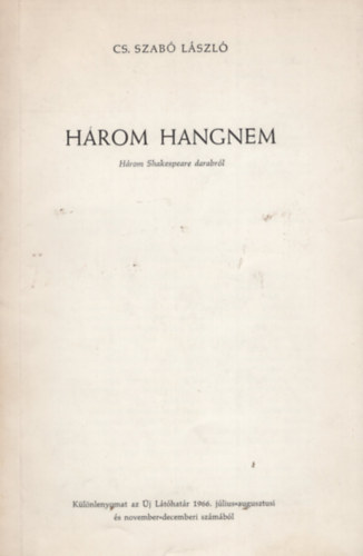 Cs. Szab Lszl - Hrom hangnem