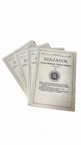 Magyar Trtnelmi Trsulat - Szzadok - 126. vfolyam -1992 -1-6. szm (4db, teljes vfolyam)