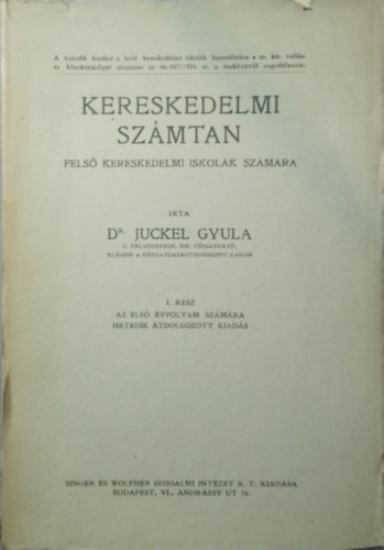 Juckel Gyula - Kereskedelmi számtan