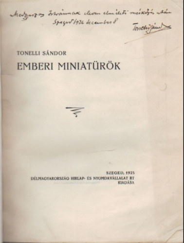 Tonelli Sndor - Emberi miniatrk