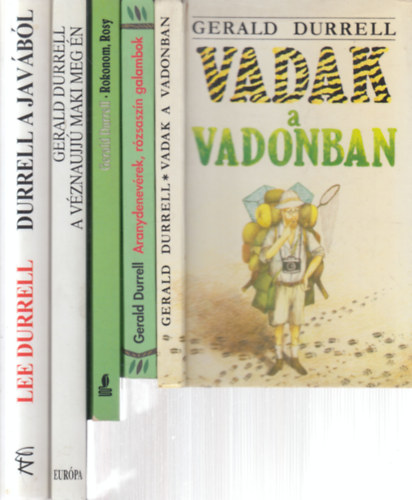 Lee Durrell Gerald Durrell - 5 db. Durrell kötet (Vadak a vadonban + Aranydenevérek, rózsaszín galambok + Rokonom, Rosy + A véznaujjú maki meg én + Durrell a javából)