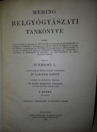 Dr. Krehl L. - mering belgyógyászati tankönyve I.