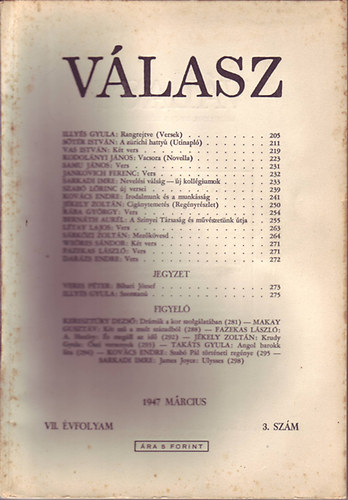 Illys Gyula - Vlasz VII. vf. 3. szm 1947 mrc.